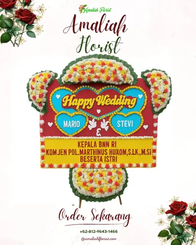 Karangan Papan Bunga Pernikahan gemah